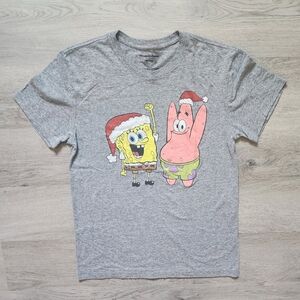Nickelodeon Men's SpoongeBob & Patrick Christmas Short Sleeve Graphic Tee Small